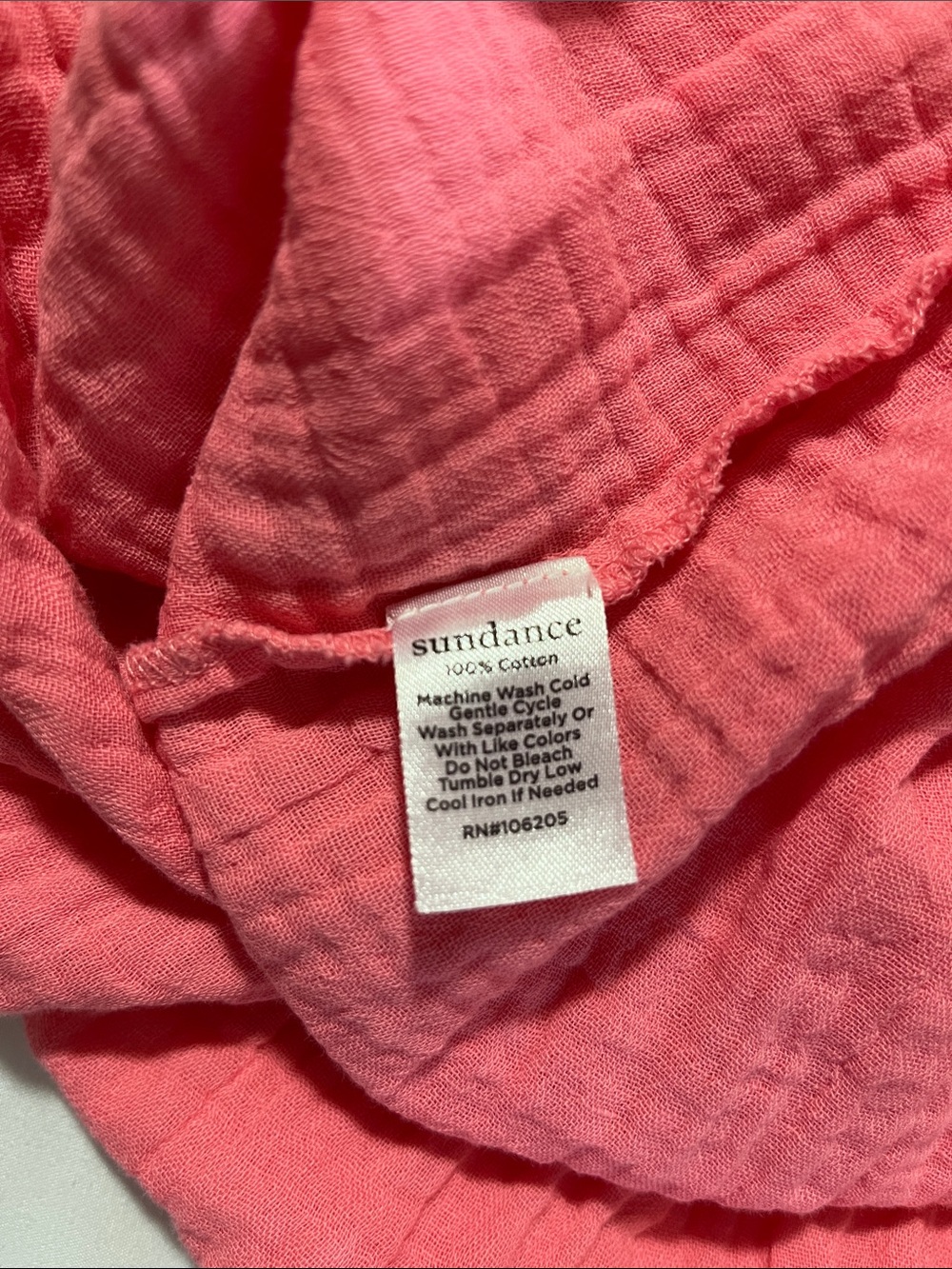 Sundance KAORI cotton crinkle gauze coral pullover short bell sleeves vneck LG - Picture 7 of 9